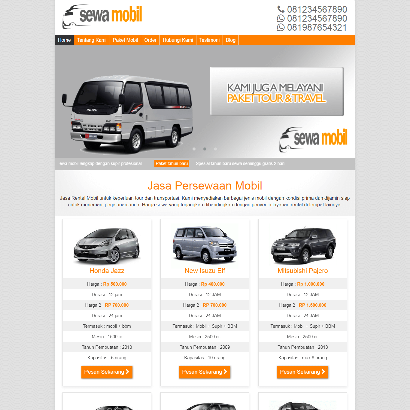 Paket Website Rental Mobil