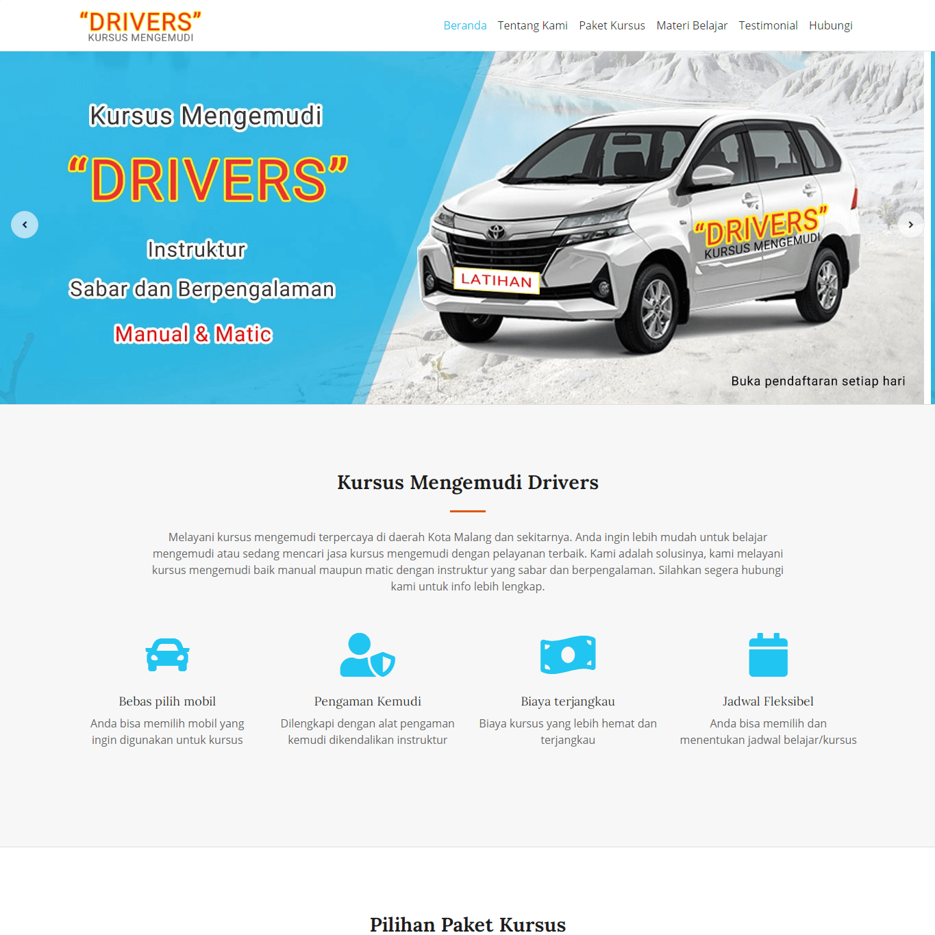Paket website kursus mengemudi